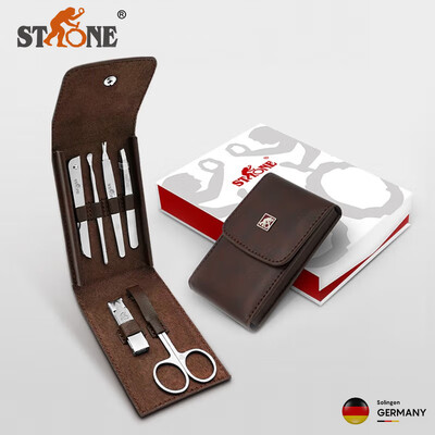 司顿STONE 修容修甲6件皮包套装 （配尖头眉剪）STC010A