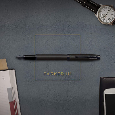 派克（PARKER）IM理性黑黑夹墨水笔