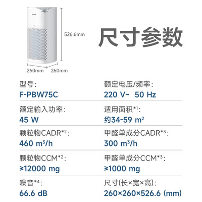 松下(Panasonic) F-PBW75C空气净化器体验效果好吗（松下空气净化器质量怎么样）-图片1
