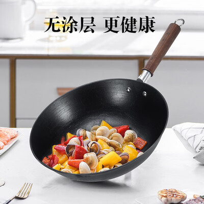 王源吉铁锅和章丘铁锅（王源吉 30cm无涂层炒锅 手工锻打手工铁锅质量烂不烂）-图片6