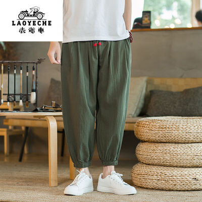 老爷车男士亚麻运动裤黑色M男士哈伦裤质量如何(男款哈伦裤哪个品牌好看)-图片2