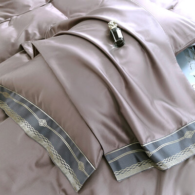 金丝莉 奢享全棉贡缎四件套 香槟灰 被套150x200cm