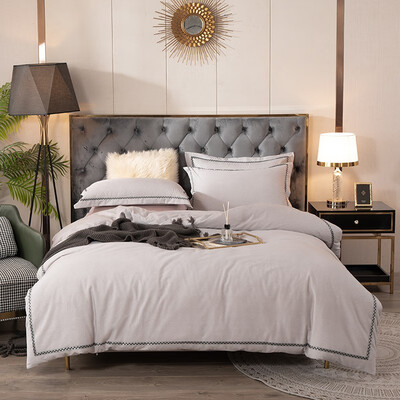 金丝莉 朴宿生活全棉磨绒四件套 朴宿风-粉/朴宿风-蓝/朴宿风-灰 被套200×230cm