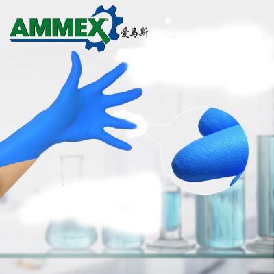 爱马斯（AMMEX）   爱马斯 AMMEX XNFST 一次性耐用型丁腈手套防酸碱耐油化工实验室食品加工耐磨橡胶手套100只深蓝 深蓝色