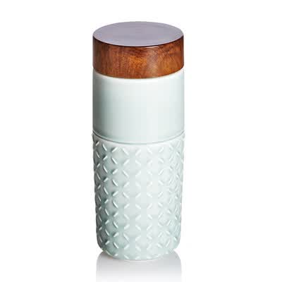 乾唐轩 101元素随身杯（木纹盖）330ml（双层）