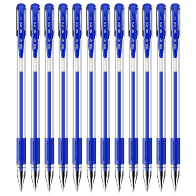 得力（deli） 0.5mm蓝色6600ES 经典办公中性笔 水性笔 子弹头水笔 签字笔 12支/盒