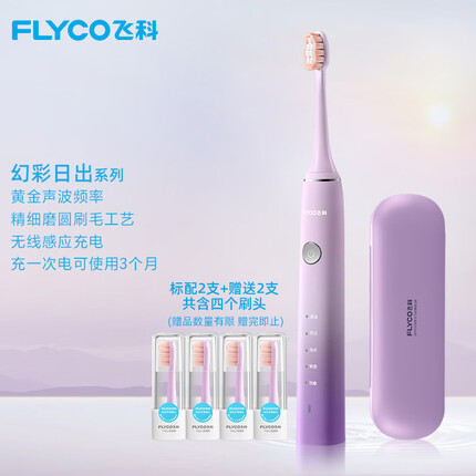 飞科（FLYCO） 电动牙刷家用男女款全自动声波震动无线充电式杜邦软毛情侣牙刷成人节日礼物FT7105 【浪漫粉】智能安全计时
