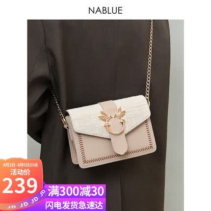 那蓝牛皮包包女包斜挎包女时尚百搭链条包简约小众轻奢单肩包休闲通勤小方包品牌高级感生日礼物送女友老婆