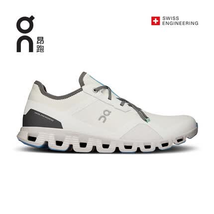On昂跑 Cloud X 3 AD 新品男款舒适缓震日常训练运动鞋 未染色白/尼加拉蓝 42.5