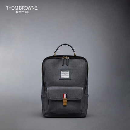 THOM BROWNE 2023早秋羊毛双肩背书包 中灰色 O/S