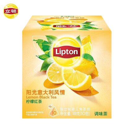 立顿（Lipton）阳光意大利风情柠檬红茶 水果茶礼盒 独立三角包袋泡茶包10包18g