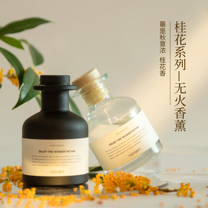 菓凯(GuOKaI) 桂花无火香薰室内空气清新剂栀子花卧室内衣柜香氛都市时光系列 【黑+白 两瓶装】满陇桂雨