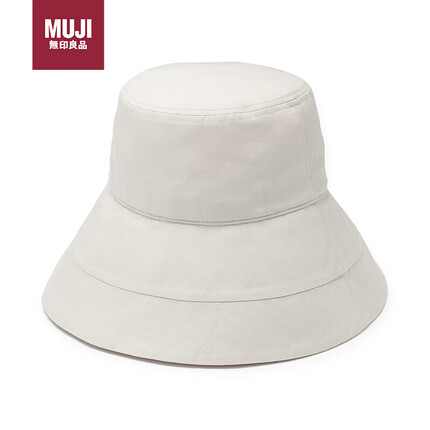 无印良品(MUJI)防紫外线 莱赛尔亚麻混 宽边帽DBA36A3S 米色 55-57.5cm