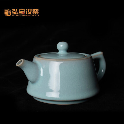 弘宝汝窑 范随州王振芳手工款 天青井栏壶 西施壶 非遗传承人手工茶壶 范随洲手签款井栏壶