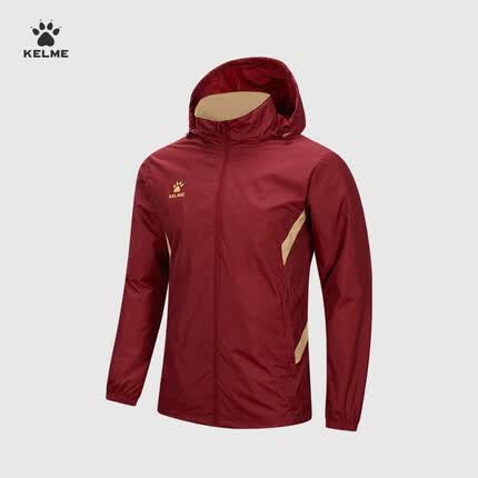 卡尔美（KELME）出征卡塔尔系列足球训练风衣外套男户外运动梭织夹克 酒红 XL