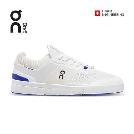 昂跑（On）THE ROGER Spin On昂跑×费德勒特别合作女款轻量舒适运动休闲板鞋 未染色白/靛蓝 37