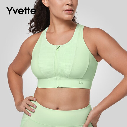 薏凡特(YVETTE)【大码系列】高强度透气健身运动内衣女 E100807A08 50P浅绿色 XL(85A-85D)