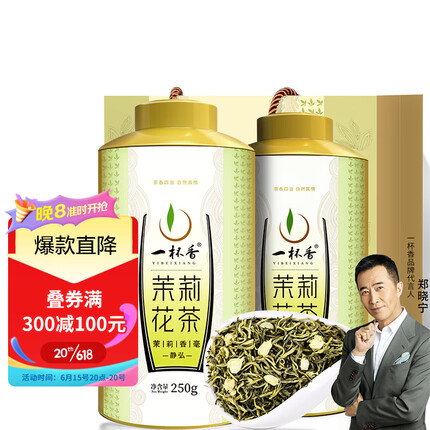 一杯香茶叶2023新茶茉莉花茶特级浓香型花草茶茉莉绿茶罐装礼盒春茶500g