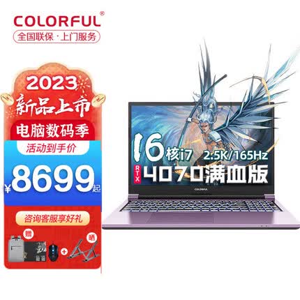 七彩虹将星X15-AT 2023新款165Hz电竞游戏本13代酷睿15.6英寸笔记本电脑学生设计师办公手提 i7-13700HX/满血RTX4070 紫 16G/512G固态
