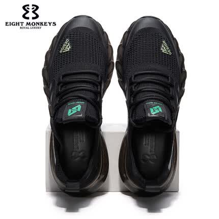 八只猴子（EIGHTMONKEYS）品牌运动鞋男2023年新款户外慢跑爆米花软底休闲鞋子男 黑色 40