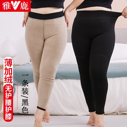 雅鹿中老年女加肥加大码士加绒裤巨厚打底裤棉裤冬季胖MM棉裤 薄加绒无护膝 5XL-160-200斤