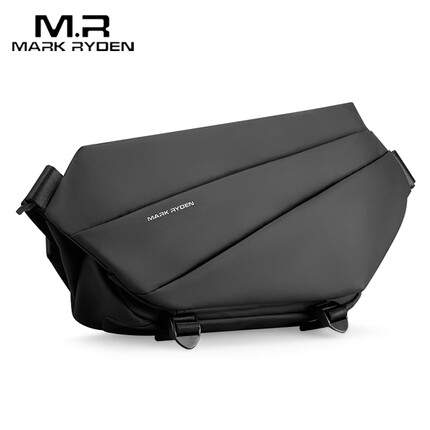 马可莱登（MARK RYDEN）单肩包男士运动个性大容量斜挎包机车胸包潮牌背包多功能邮差包MR6108典雅黑