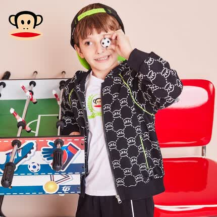大嘴猴（paul frank）童装男童黑色百搭外套秋季儿童衣服 黑色 160CM
