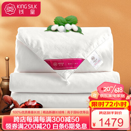 钱皇 100%桑蚕丝被子母被芯 优质桑蚕长丝填充 四季被夏凉被 步步生莲全棉提花面料 被重约4+6斤220*240cm