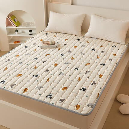 罗兰家纺 可水洗全棉家用床垫保护垫 薄款防滑可折叠软垫垫被 正反全棉床褥奇妙世界 150x200cm