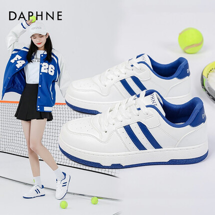 达芙妮（DAPHNE）克莱因蓝复古德训鞋女2023春夏季新款小白鞋拼接百搭休闲鞋女板鞋 克莱因蓝 36