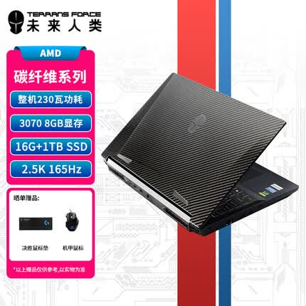未来人类AMD15.6游戏笔记本电脑 台式CPUR5-5600X RTX3070 16G 1T SSD 165Hz2.5K电竞屏 WiFi6+ 碳纤维外观