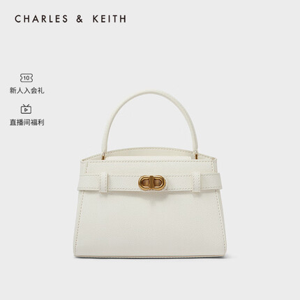 CHARLECHARLES&KEITH金属扣带饰手提包单肩包包女包女士CK2-50270880 Cream奶白色 SS&KEITH金属扣带饰手提包单肩包包女包女士CK2-50270880 Cream奶白色 S