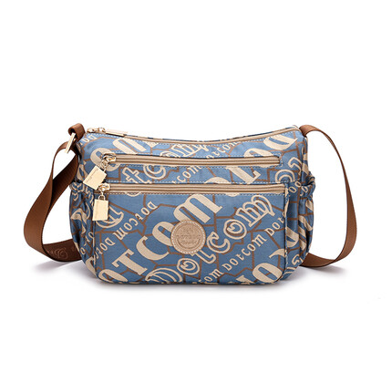 盛装舞步设计师包包新款帆布斜挎包多层休闲牛津布妈妈包旅游包中年包X41 蓝色(长宽高28-15-20cm)