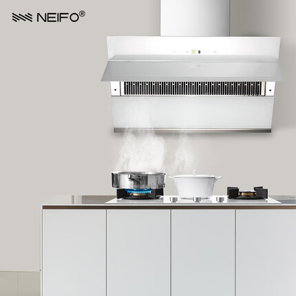 内芙（Neifo）白色侧吸油烟机20立方吸力大风压 921W气电两用灶具烟灶套装HC32W+JZDT-G8CM1天然气