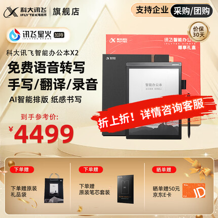 科大讯飞智能办公本X2讯飞星火认知大模型电子书阅读器超墨水屏电纸书纸感书写语音转文字 智能办公本X2