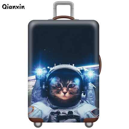 芊新 行李箱保护套行李箱套旅行防尘弹力罩袋20/24/28寸/30吋加厚耐磨 太空猫 M码(21-24寸使用)