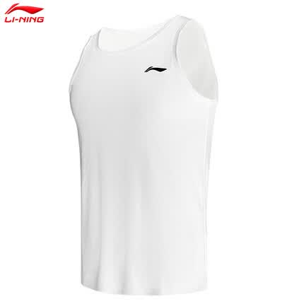李宁运动背心速干夏季男士修身休闲跑步健身训练透气排汗弹力无袖上衣 白色-023-1 L