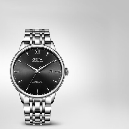格雅(GEYA)手表男全自动机械表男款正品名牌潮流男士手表商务七夕礼物送男友防水男表黑面JD78023