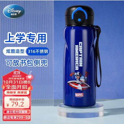 迪士尼（DISNEY）儿童保温杯316不锈钢男女小学生便携直饮壶喝水杯子480ml