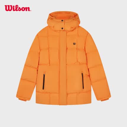威尔胜（Wilson）官方秋冬新款女款潮流时尚顺色拼接宽松保暖羽绒服 太阳橘-OREA（W11W244906W） 160/80A