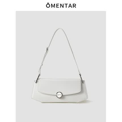 OMENTAR欧蒙特小船包2023新款百搭包包小众酷飒通勤单肩腋下包女 椰奶白