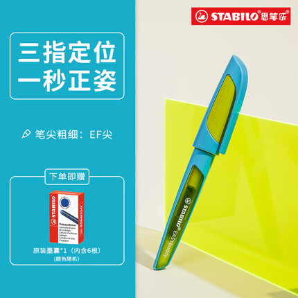 思笔乐（STABILO）小学生三年级专用钢笔儿童练字套装学生钢笔四到六年级墨囊墨水礼物定制CN5034-9-41