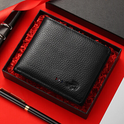 卡帝乐鳄鱼（CARTELO）男士钱包短款头层牛皮真皮卡包钱夹皮夹多功能学生送男友生日礼物