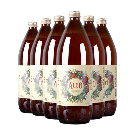 阿尔寇（ALCO）欧洲原装原瓶进口阿尔寇黄啤酒1L整箱装大容量啤酒 阿尔寇白啤1L*6瓶装