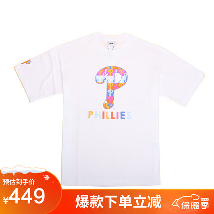 MLB彩色印花logo短袖夏季3ATSM0933-10WHS-M/米白色