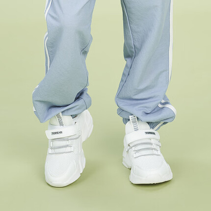 探路者（TOREAD）旗舰店 儿童运动鞋男女中大童鞋2022春夏款小椰子休闲老爹鞋 QFSK85106-G65X 本白 35