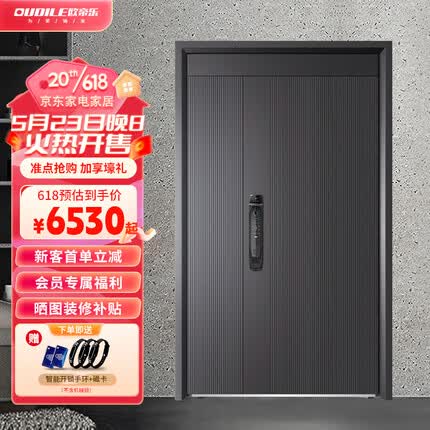 欧帝乐（OUDILE）定制精雕铸铝防盗门入户门+4mm铸铝高端定制+奢华别墅大门子母门 机械锁 2050*1180子母门