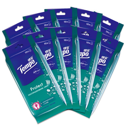 得宝（Tempo）去菌卫生湿巾10片/包 单片独立装德宝成人婴儿灭菌杀菌私处房事清洁湿纸巾便携随身装 去菌湿巾【单片独立装】 10片*10包