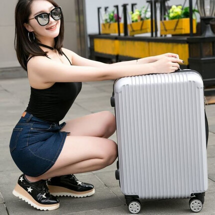 SGG优尔伦质量好大容量20英寸铝框小清新拉杆箱26英寸学生行李箱子旅行 银色(拉链款) 24寸