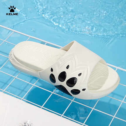 卡尔美（KELME）运动拖鞋男女夏外穿洗澡凉拖沙滩足篮球防水厚底鞋潮户外情侣同款 米白黑 43